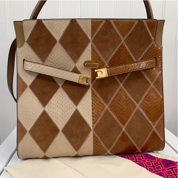 Tory Burch Two-Tone Tan Patchwork Leather Tote - Picture 8 of 8